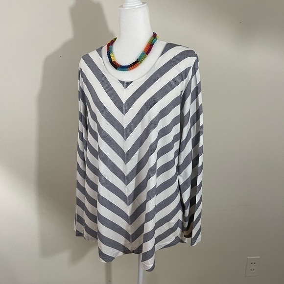 C. J.  Banks sz. 1X knit tunic in blue and white stripe   Long sleeves - Picture 7 of 12